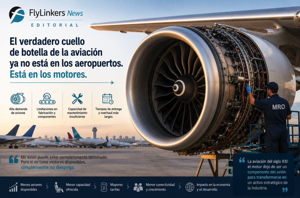 El verdadero cuello de botella de la aviación ya no está en los aeropuertos. Está en los motores. 
